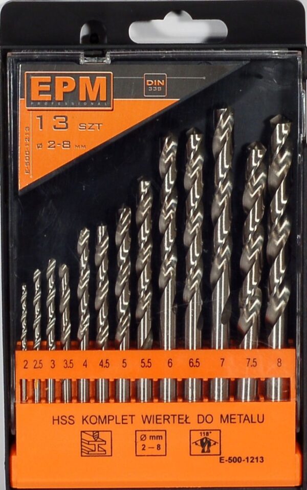 ZESTAW WIERTEŁ HSS DO METALU 2-8MM 13SZT.