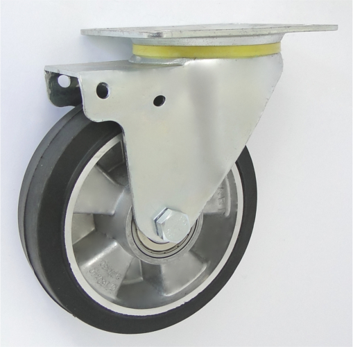 KOŁO ALUMINIUM-GUMA 160MM OBUDOWA SKRĘTNA WZMOCNIONA A42GW