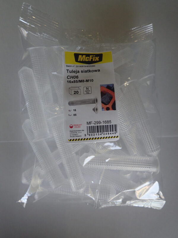 TULEJA SIATKOWA PLASTIKOWA DO ŻYWIC 16*85MM 20SZT