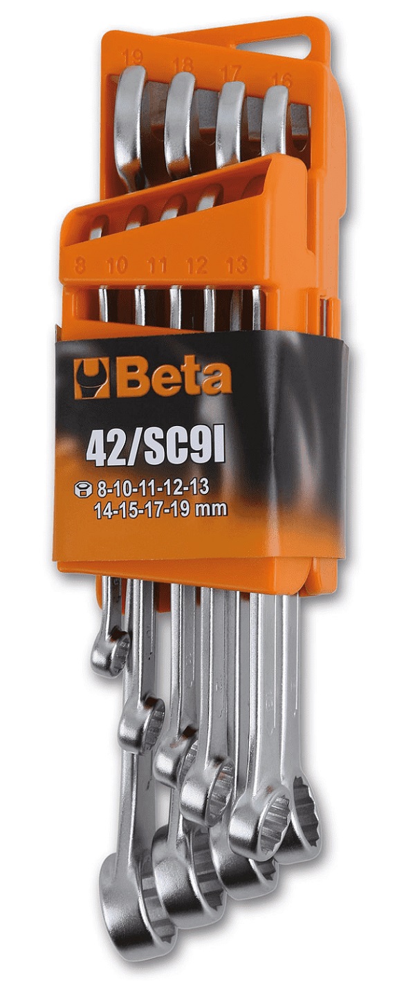 KOMPLET 9 KLUCZY PŁASKO-OCZKOWYCH W UCHWYCIE