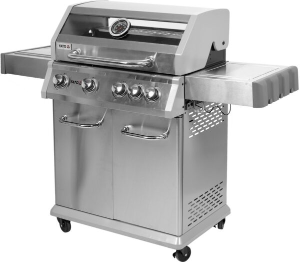 GRILL GAZOWY 4+1 STAL NIERDZEWNA 14.2KW, SZYBA