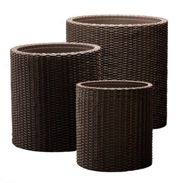 ZESTAW 3 DONIC KETER CYLINDER PLANTER S+M+L - BRĄZ