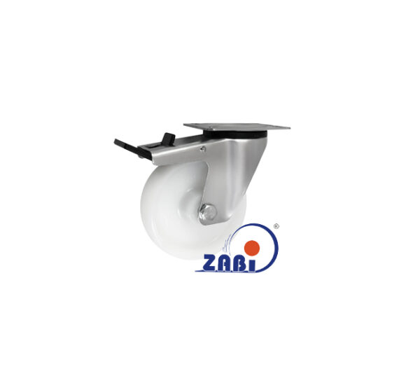 KOŁO Z TWORZYWA 125MM SKRĘTNE + HAMULEC WZMACNIANE 25BWH