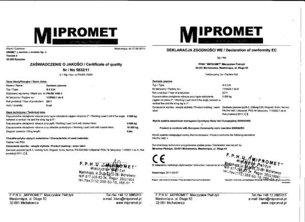 ZAWIESIE PASOWE 5TON 6MB B-2