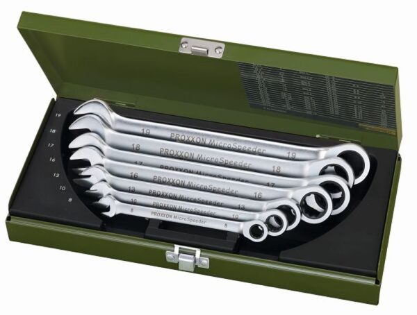 ZESTAW KLUCZY PŁASKO OCZKOWYCH Z GRZECHOTKĄ 8-19MM 7 CZĘŚCI